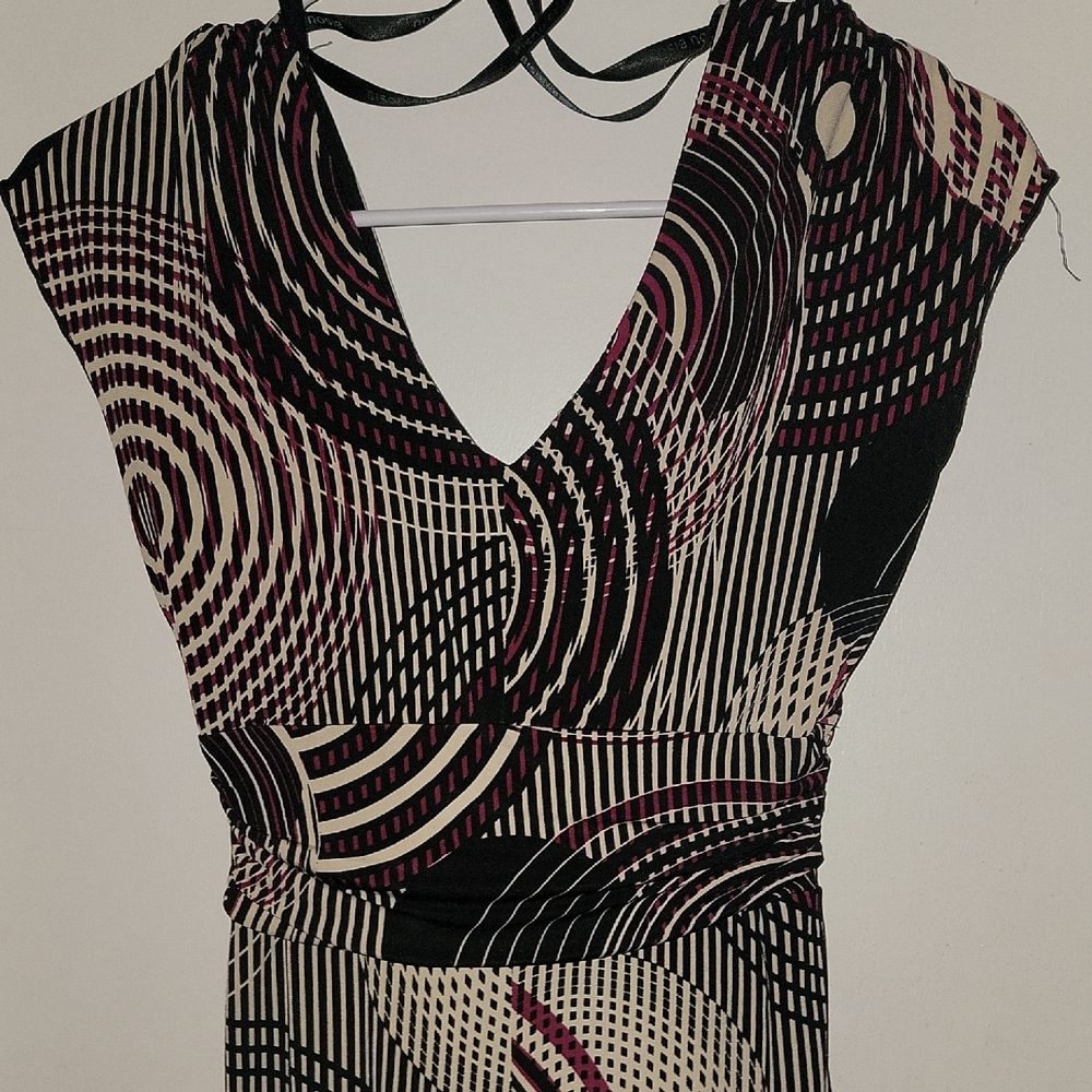 Bisou Bisou Black and White Sheath Dress with Flutter Cap Sleeves - Picture 5 of 7
